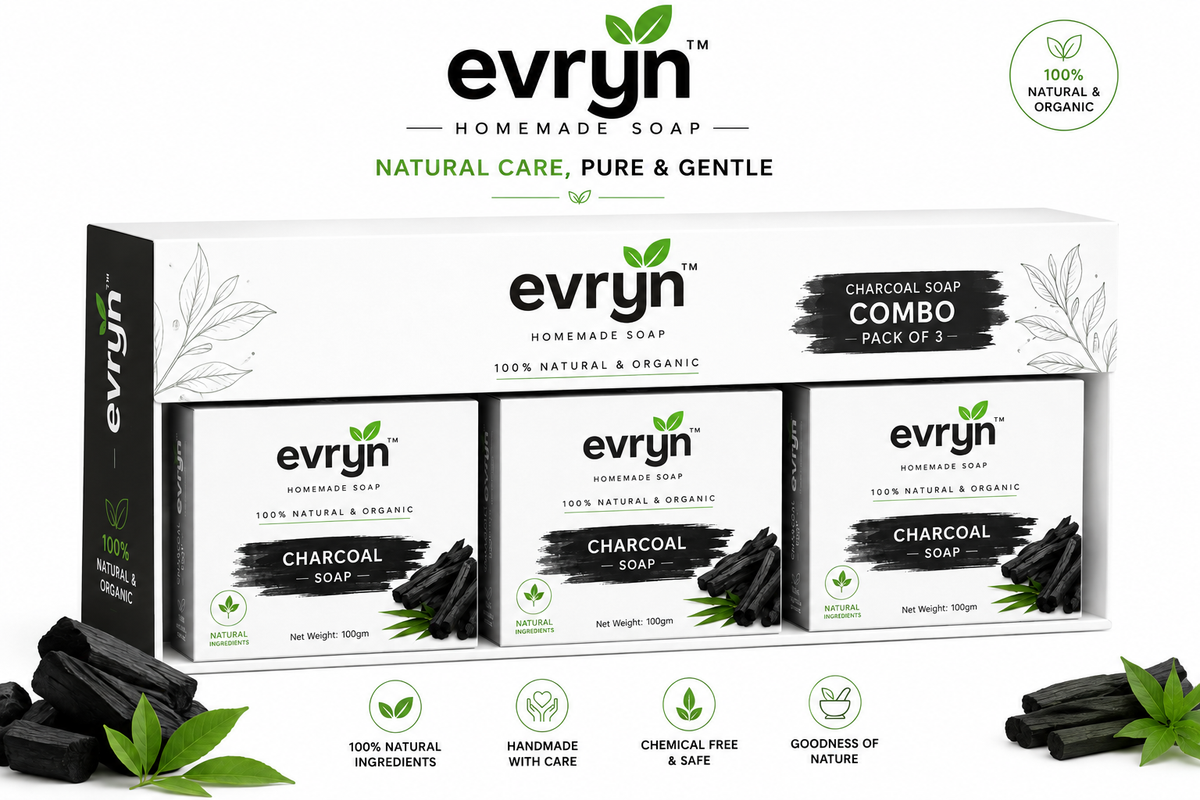 Combo of 3 - Charcoal soap with Gaumya Bhasma & Aloe Vera