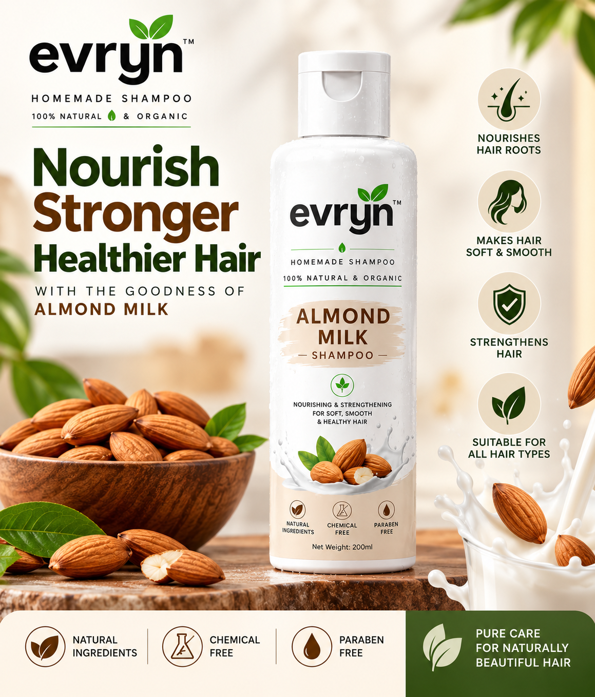 Almond Milk Herbal Shampoo | 200ml