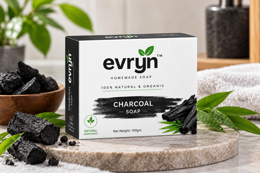 Charcoal soap with Gaumya Bhasma & Aloe Vera